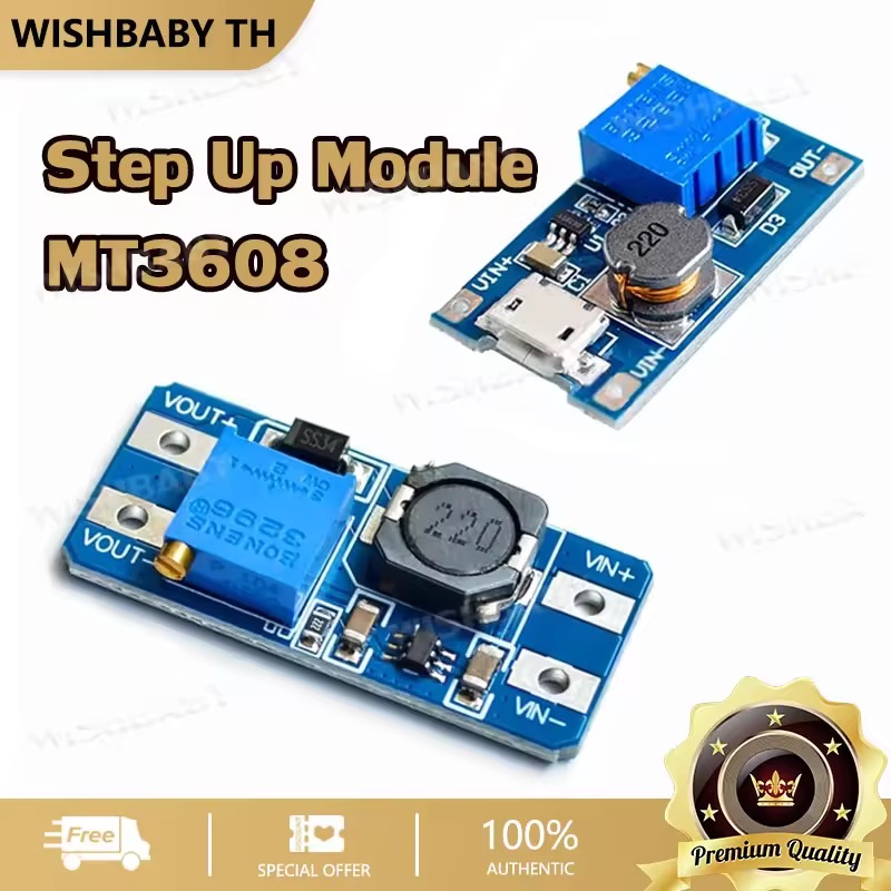 MT3608 çѹ俿  DC-DC Adjustable Boost Module 2A Boost Plate Step Up Module USB 2V-24V to 5V 9V 12V 28V