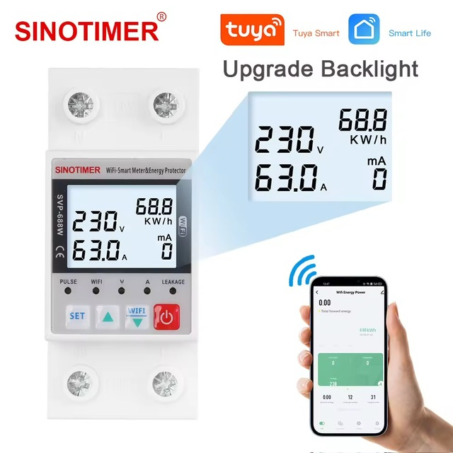 TUYA WiFi Smart Earth ǻͧѹçѹ俿ػó Switch Breaker Energy Power KWh Meter Smart Life  SINOTIMER