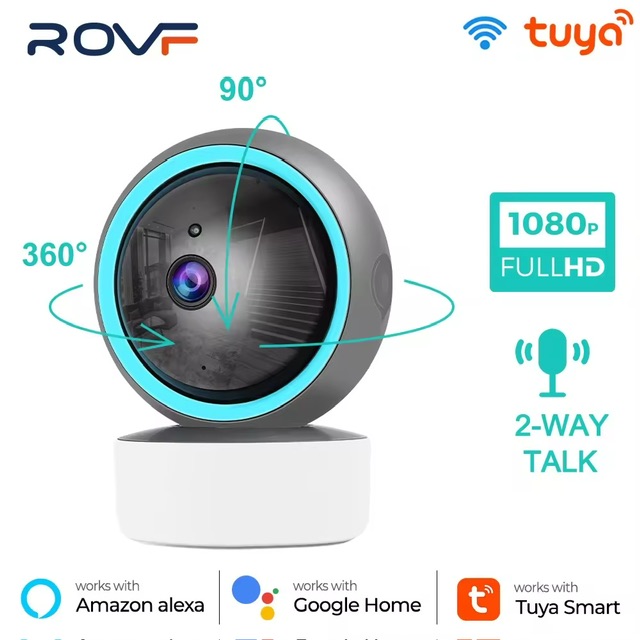 ROVF 360 Degree 1080P FHD WiFi Camera CCTV IP Security Cam - IP66 Waterproof IR Night Vision Flash Light SP028