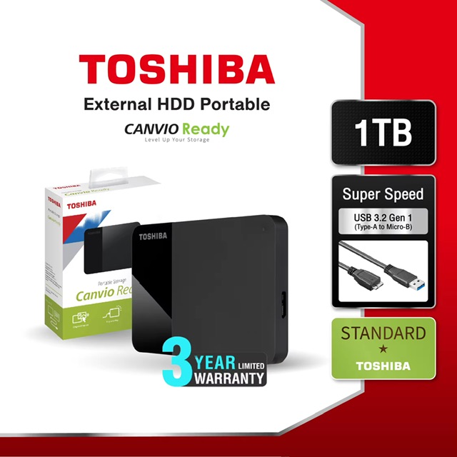 Toshiba External HDD (1TB) USB 3.2 SuperSpeed  (Canvio Ready B3) 2.5